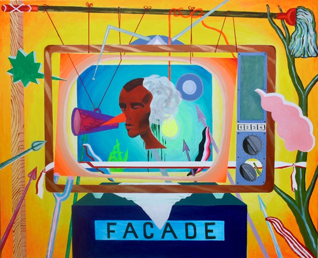 Living room painting by Mariusz Drabarek titled ''Facade''