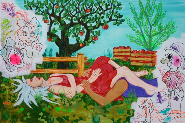 Living room painting by Mariusz Drabarek titled '' Apple trees '' From the series - '' Cultivated ideas ''