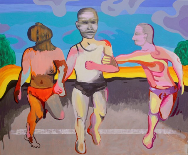 Living room painting by Mariusz Drabarek titled  ''Marathon runner''