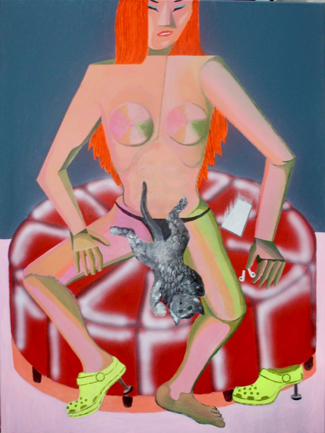 Obraz do salonu artysty Mariusz Drabarek pod tytułem ''Dziewczyna z kotem''