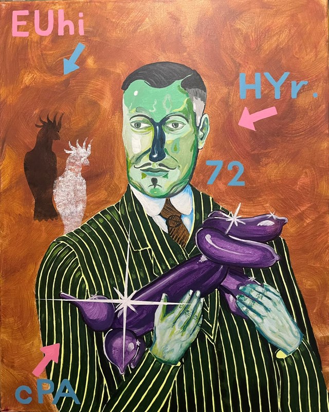Living room painting by Mariusz Drabarek titled ''Relations''
