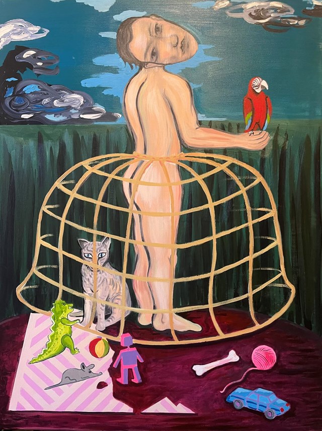Obraz do salonu artysty Mariusz Drabarek pod tytułem „Złota klatka”