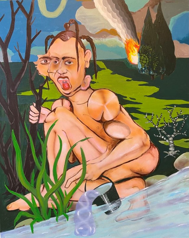 Living room painting by Mariusz Drabarek titled ''Savage''
