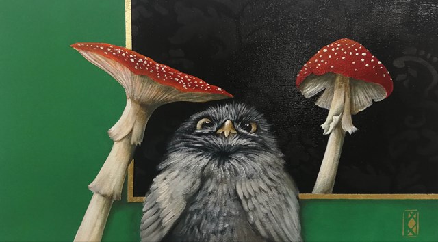 Living room painting by Katarzyna Kaźmierczyk titled Owl