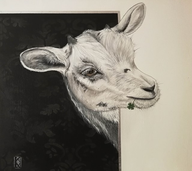 Living room painting by Katarzyna Kaźmierczyk titled The goat