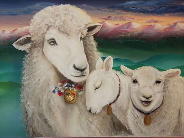Living room painting by Katarzyna Kaźmierczyk titled Sheep