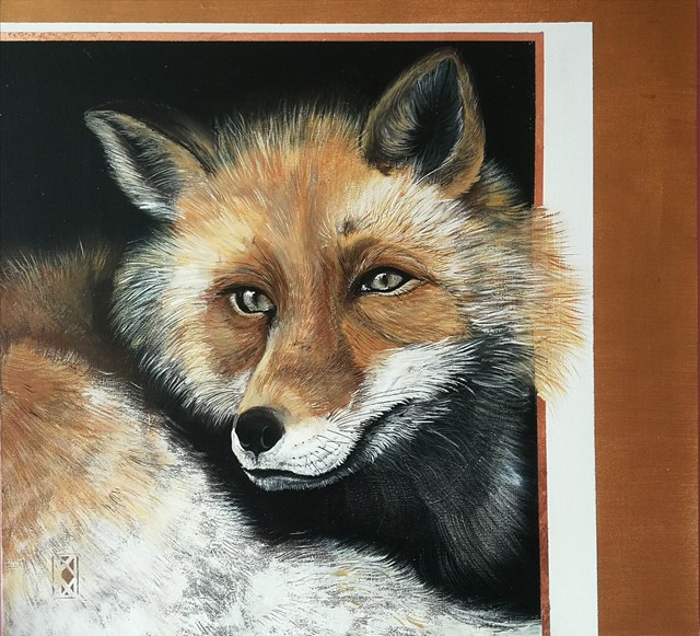 Living room painting by Katarzyna Kaźmierczyk titled The fox