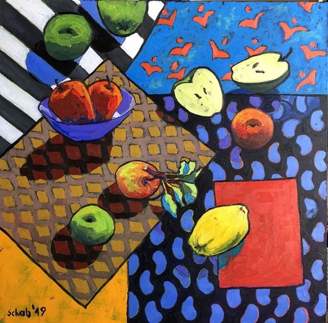 Obraz do salonu artysty David Schab pod tytułem Martwa natura z jabłkami