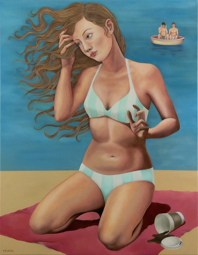 Living room painting by Paulina Rychter titled Venus and amateurs