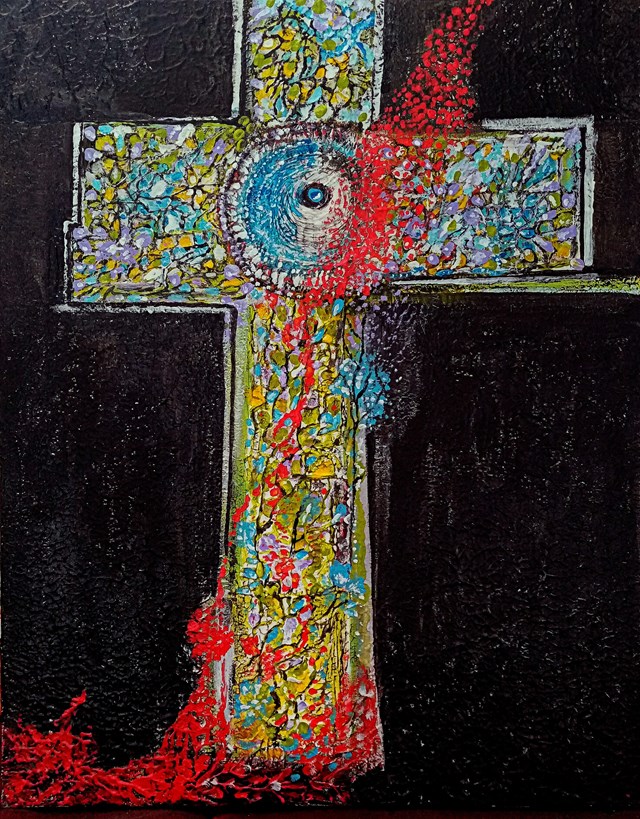 Obraz do salonu artysty Margot Bakenda pod tytułem "Krzyż  życia", technika wlasna
