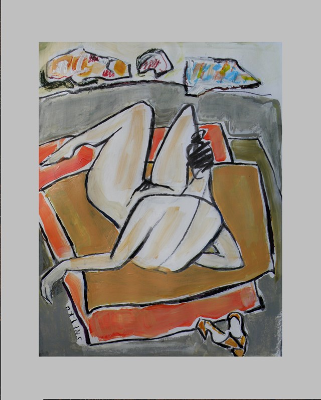 Living room painting by Lidia Snitko-Pleszko titled Woman on the beach