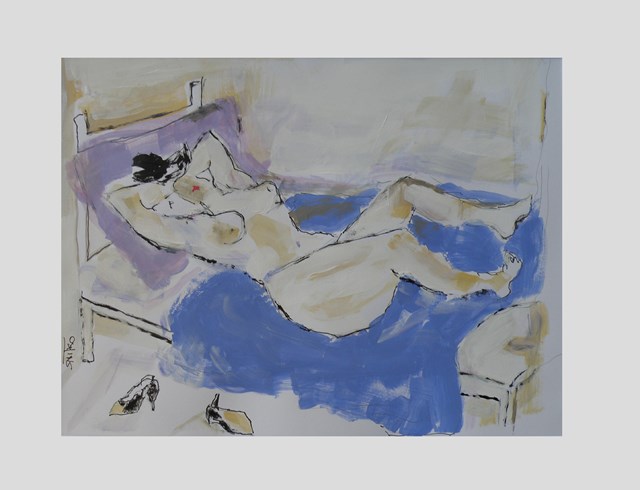 Obraz do salonu artysty Lidia Snitko-Pleszko pod tytułem kobieta na niebieskim