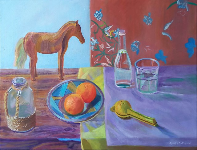 Living room painting by Agata Lis titled Still Life with a Lemon Squeezer