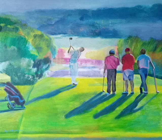 Living room painting by Agata Lis titled The Golfing Holiday