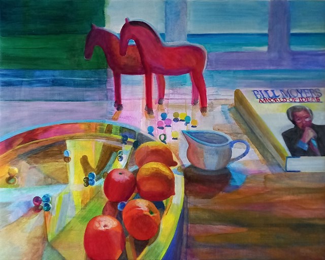 Living room painting by Agata Lis titled Still Life with marbles