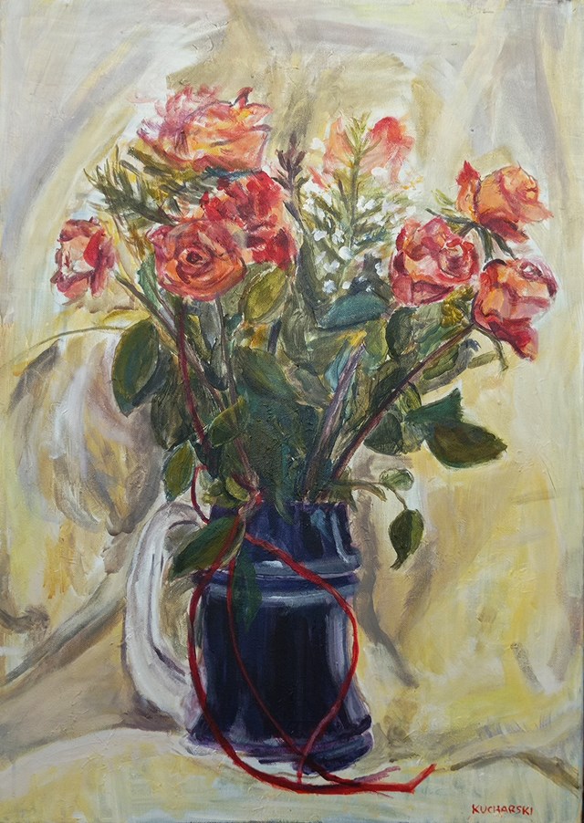 Living room painting by Michał Kucharski titled Roses