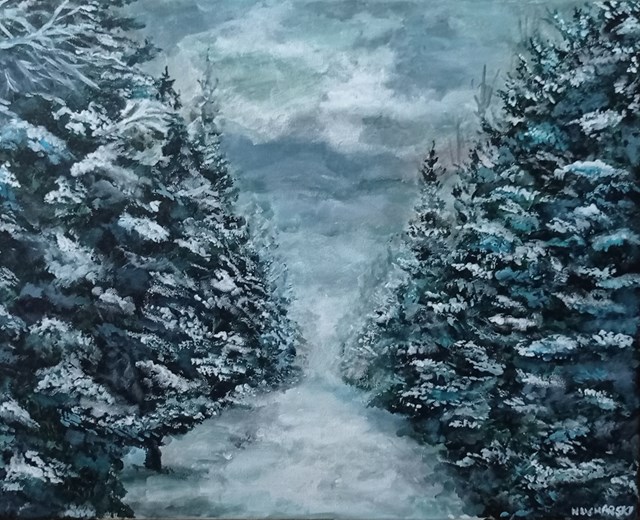 Living room painting by Michał Kucharski titled Winter