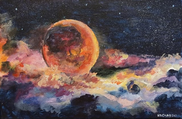 Obraz do salonu artysty Michał Kucharski pod tytułem Czerwony księżyc/Red moon