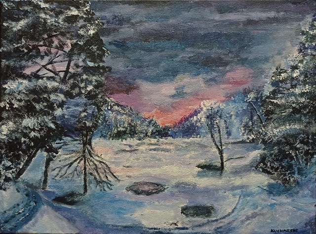 Obraz do salonu artysty Michał Kucharski pod tytułem Zimowe Jezioro
