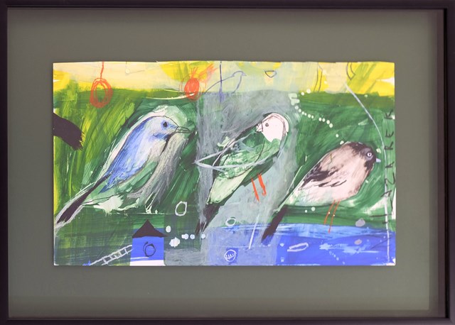Obraz do salonu artysty Małgorzata Lazarek pod tytułem Zielone ptaszki