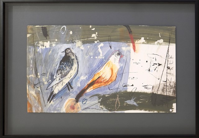 Obraz do salonu artysty Małgorzata Lazarek pod tytułem Błękitne ptaszki