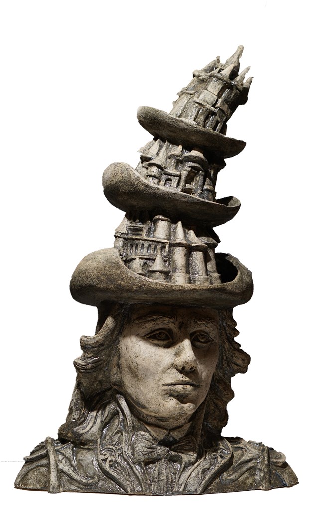Rzeźba do salonu artysty Mariusz Szewczyk pod tytułem Pionowy kapelusznik
