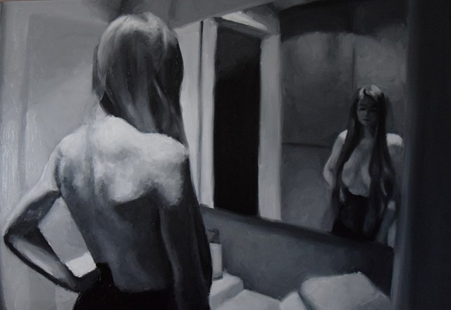 Living room painting by Kamila Ossowska titled Shadows