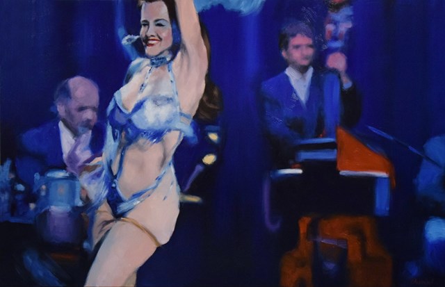 Living room painting by Kamila Ossowska titled Blue Velvet
