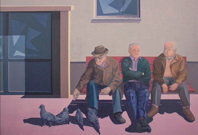 Living room painting by Michał Krzemiński titled Difficult relationships