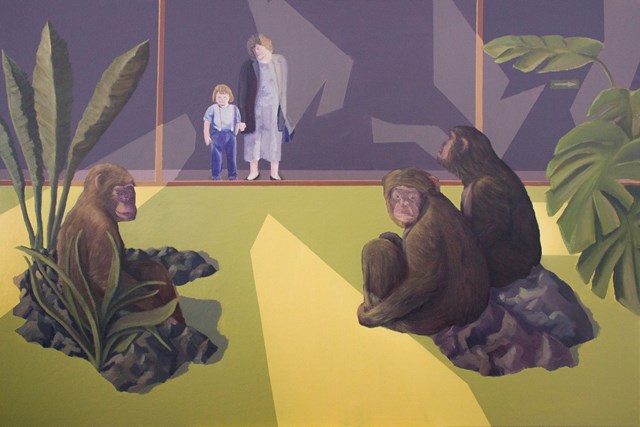 Living room painting by Michał Krzemiński titled What are you staring at? 