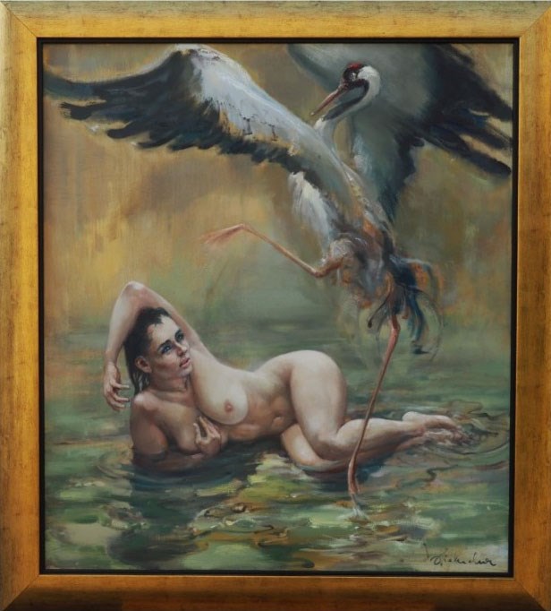 Obraz do salonu artysty Daniel Pielucha pod tytułem Panna Z Żurawiami