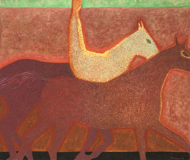 Living room painting by Jolanta Johnsson titled Lonely rider