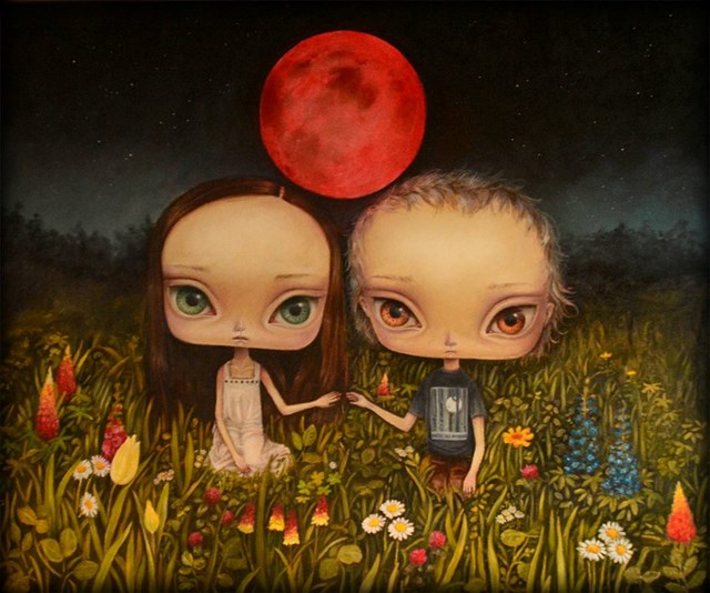 Living room painting by Paulina Góra titled Moon hour