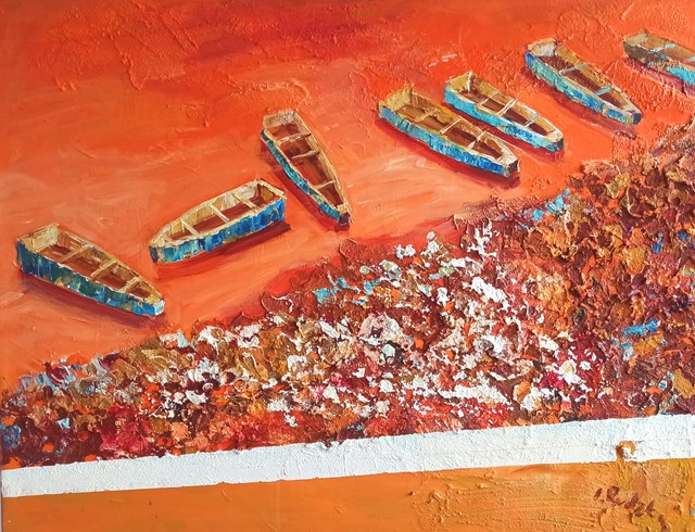 Obraz do salonu artysty Izabela Rudzka pod tytułem Oranżowe jezioro