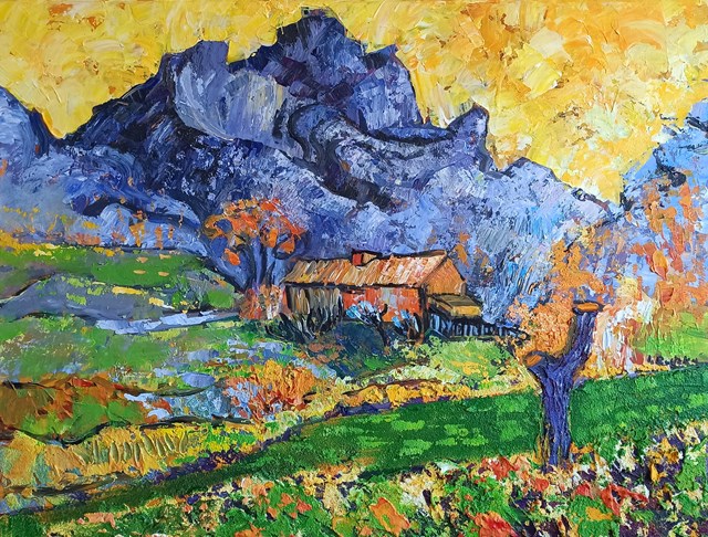 Obraz do salonu artysty Izabela Rudzka pod tytułem Mój Van Gogh- energia górskiego pejzażu