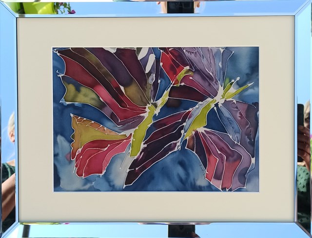 Living room painting by Izabela Rudzka titled Flowing Butterflies