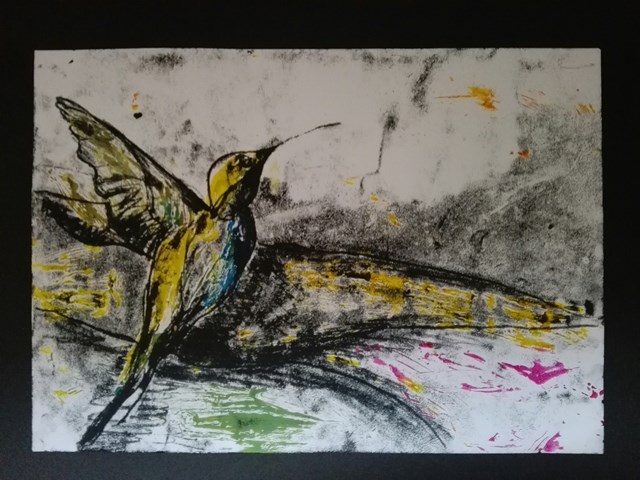 Grafika do salonu artysty Katarzyna Klimek pod tytułem Ptak