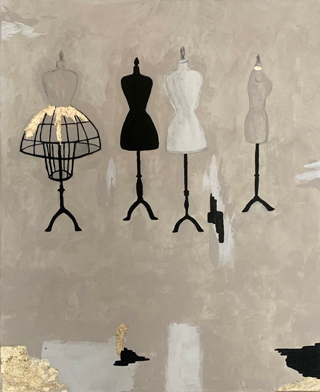 Living room painting by Klaudia Dąbroś titled Fashion mannequins