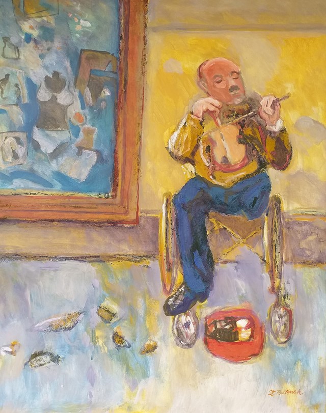 Living room painting by Stanisław Batruch titled  Street music