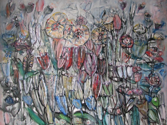 Living room painting by Kazimiera Myk-Magdziak titled Dream garden