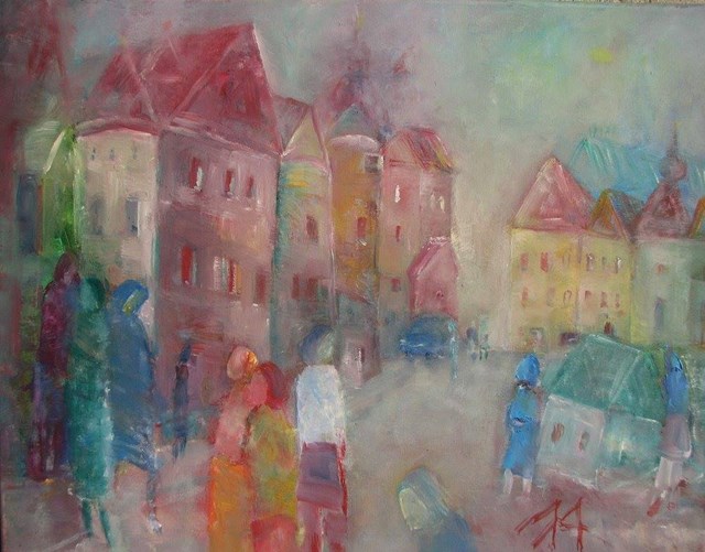 Living room painting by Kazimiera Myk-Magdziak titled DREAMS COME TRUE