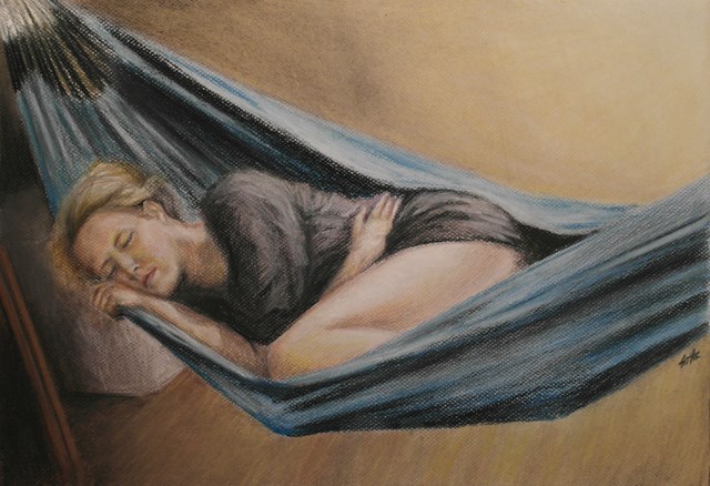 Living room painting by Bartłomiej Sita titled In a hammock
