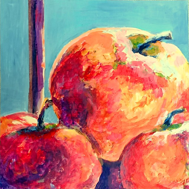 Living room painting by Aleksandra Hanaj-Podgórska titled Three apples