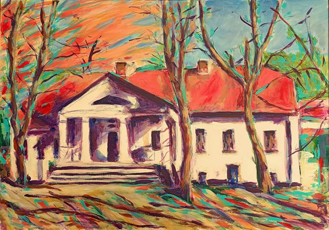 Living room painting by Aleksandra Hanaj-Podgórska titled Manor house in Golina