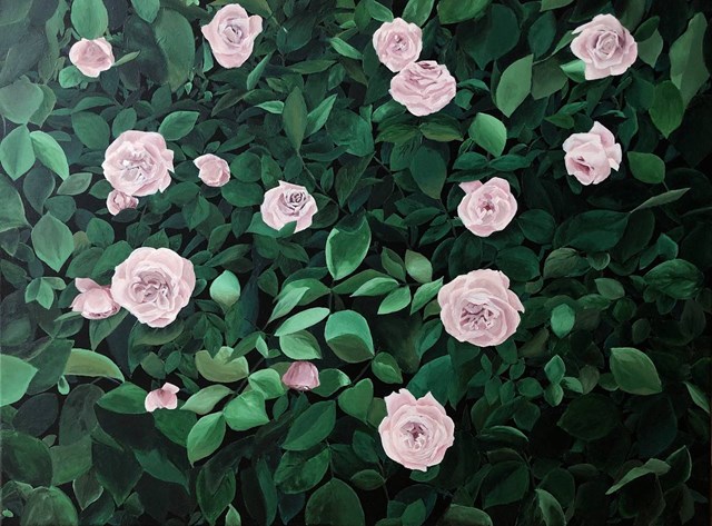Living room painting by Anastasiia Khoma titled Roses III