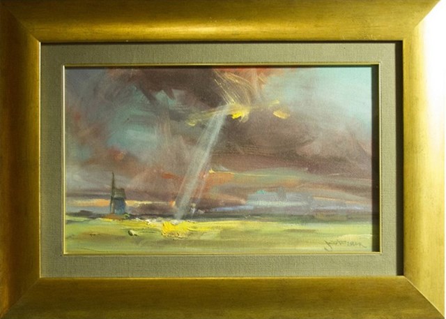 Obraz do salonu artysty Włodzimierz Janota pod tytułem Pejzaż Z Wiatrakiem
