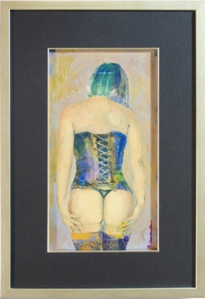 Living room painting by Barbara Lawenda titled Girl In A Corset