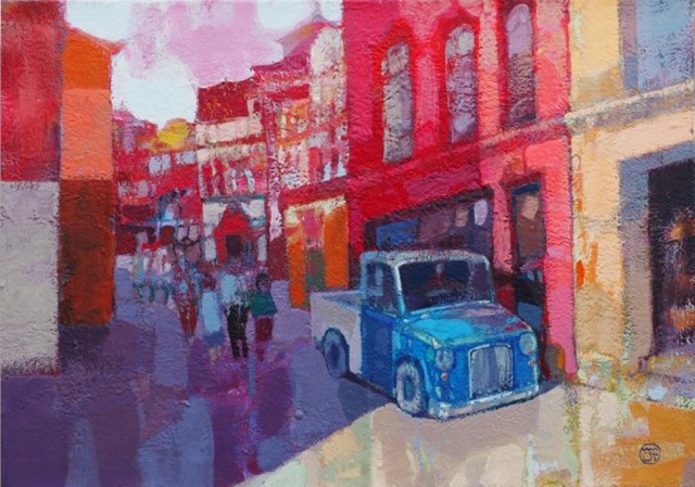Obraz do salonu artysty Kajetan Pasztuła pod tytułem Niebieski Samochód