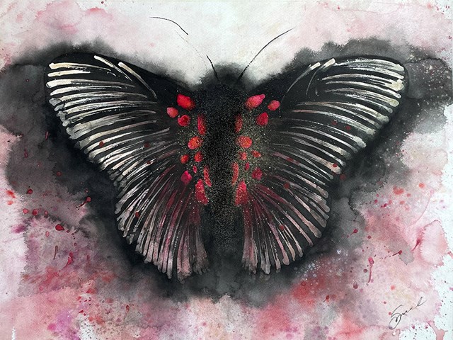 Living room painting by Magdalena Smolińska titled Butterfly no. 11