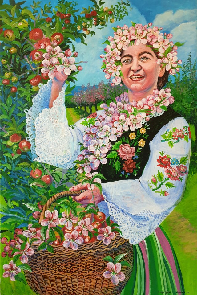 Living room painting by Sławomir Gębczyński titled Apple tree Bronka